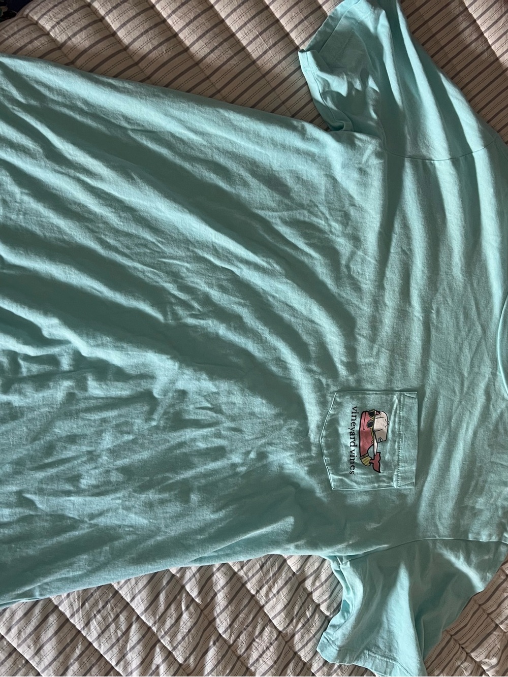 Vineyard Vines Short Sleeve Pocket Tee in Light Teal with Whale Patch